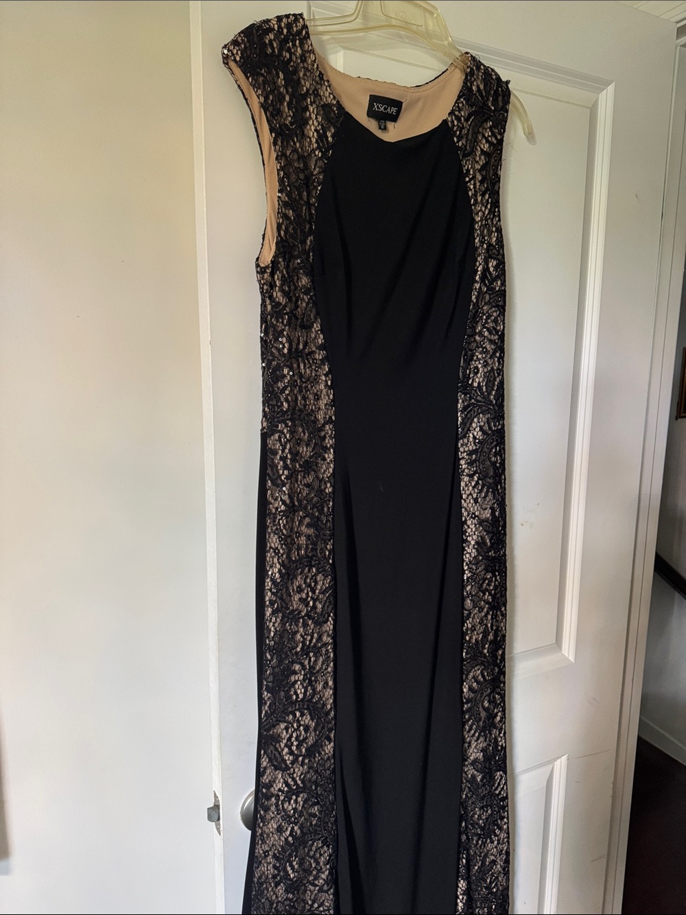 Xscape Black & Nude Lace Inset Maxi Dress